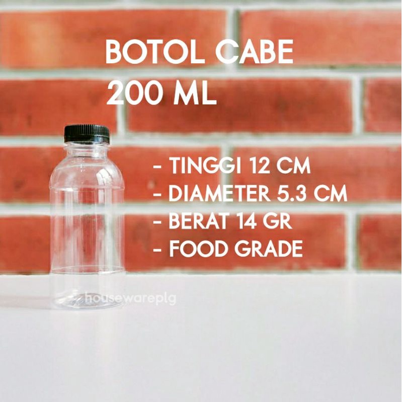 Botol Cabe 200 ml - Botol Minum Plastik - Botol Plastik