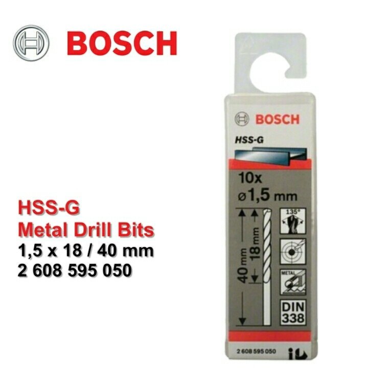 BOSCH Mata Bor HSS-G Metal Drill Bit 1.5 MM X 10 PCS