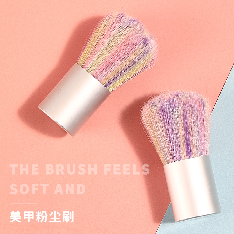 【 COD 】Sikat Kuku Rainbow Nail Brush Nail Dust Brush Manicure Pedicure