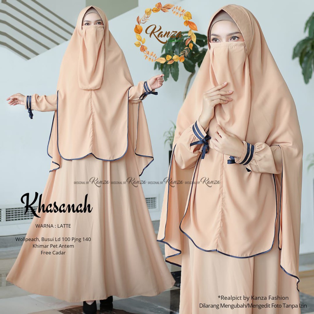 Set Gamis Syar'i KHASANAH Bonus/Free Cadar/Niqab - Cerah