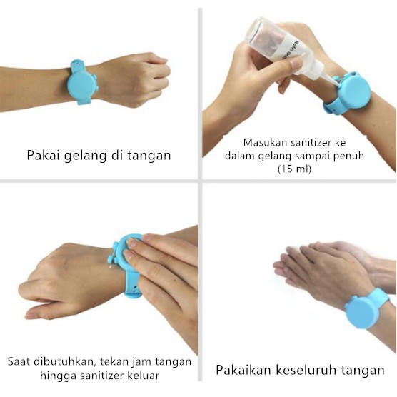 READY Gelang Sanitizer Jam Tangan Free Botol Motif Pencet Isi Ulang Alat Medis Anak Dewasa