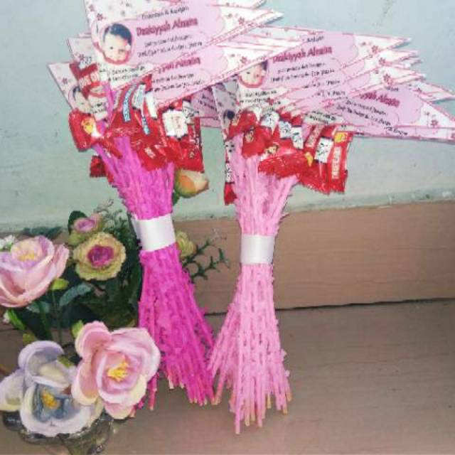

Bendera aqiqah + permen