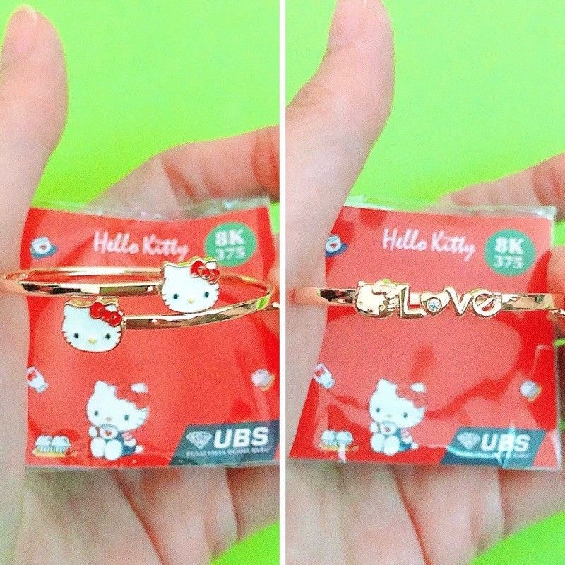 Gelang bangle anak hello kitty 1badan, 2 kepala dan love UBS kadar 8k/375