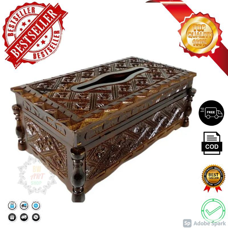 TEMPAT TISU UKIR KAYU JATI