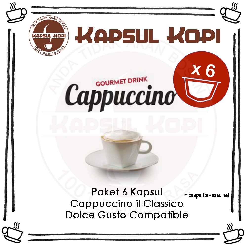 

Paket 6 Kapsul Kopi Cappuccino il Classico Dolce Gusto Compatible
