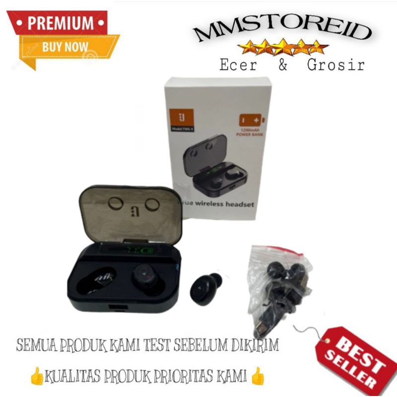 MM - Headset Earbuds Inpods Bluetooth TWS 9 Ied Display Wireless Plus Bisa Untuk powerbank Handphone