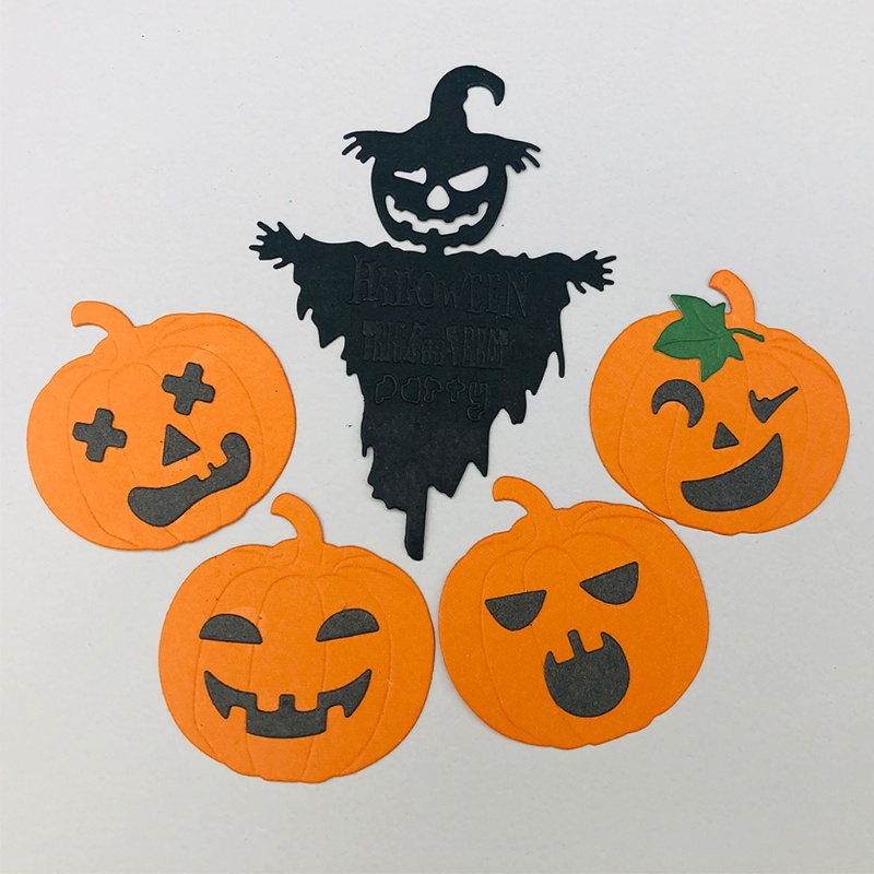 Cetakan Stensil Cutting Dies Motif Hantu Labu Halloween Bahan Metal Untuk Scrapbook / Craft DIY