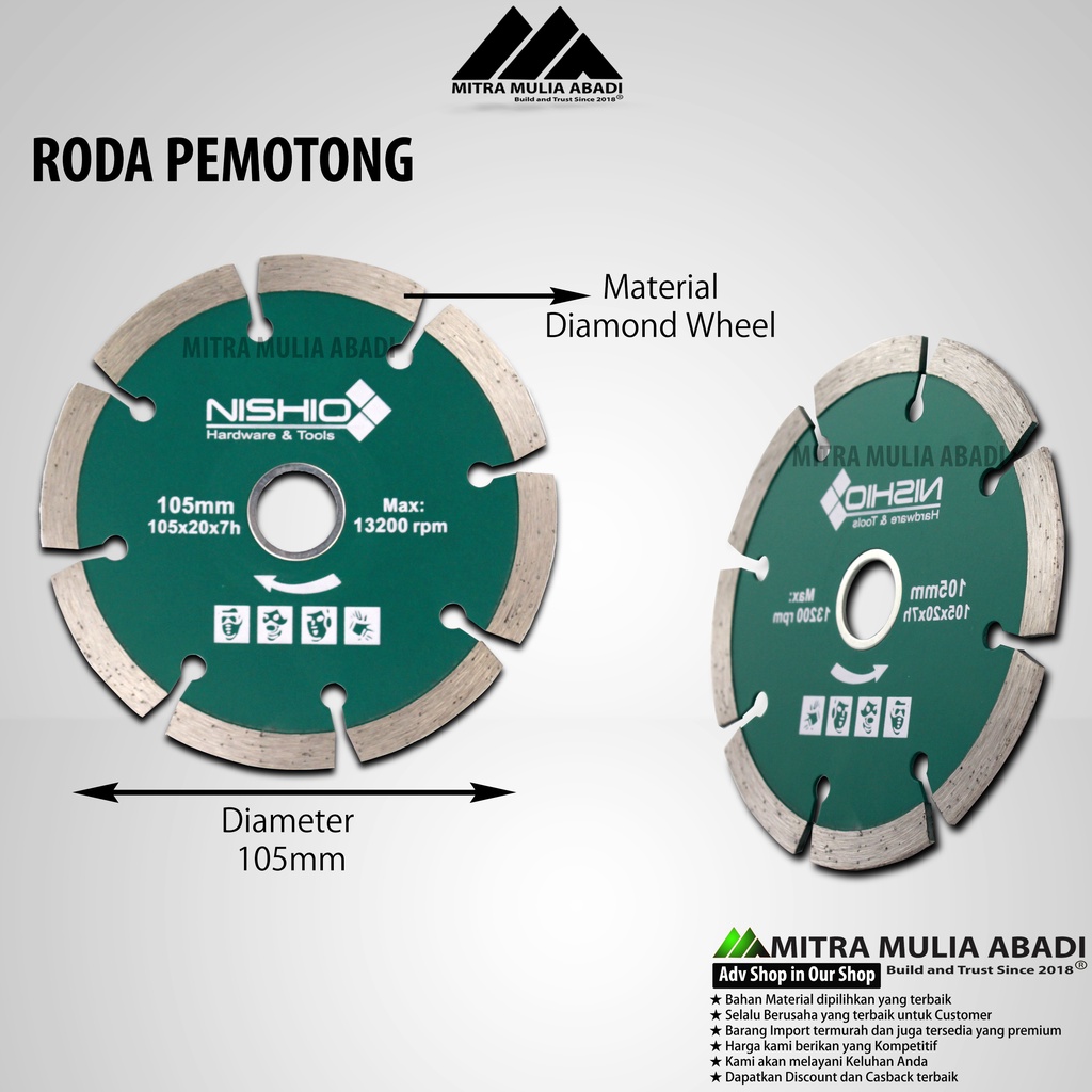 Diamond Wheel Dry 4&quot; / DISK Pisau Potong Keramik Granit, Marmer Nishio