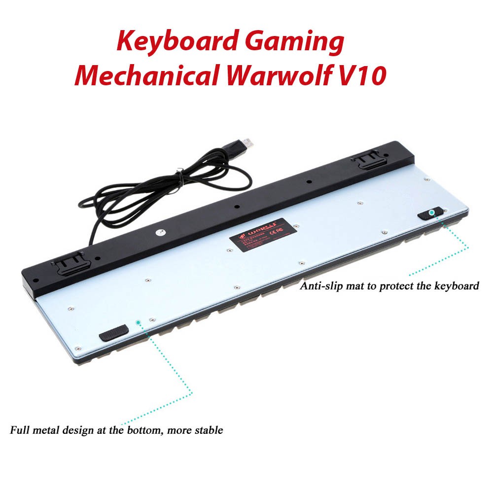 Trend-Warwolf V10 Semi Mechanical Keyboard Gaming Full Backlight RGB - Hitam