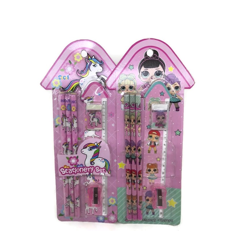 

Stationery set kecil 6 in 1 Karakter Unicorn & LOL