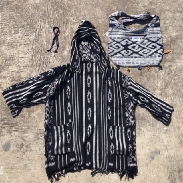 HOODIE OUTER TENUN LOMBOK KEKINIAN + IKAT KEPALA TENUN + GELANG SASAK