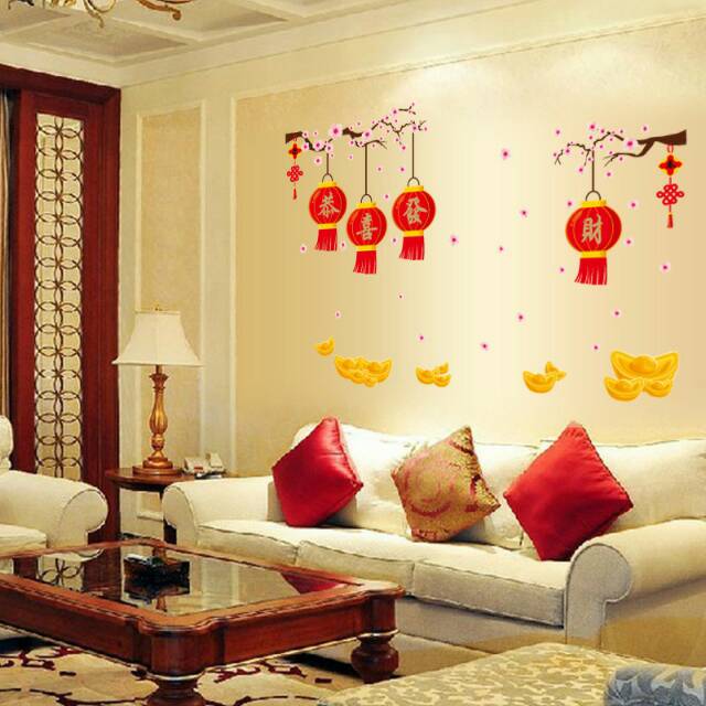 RELIZA Wall Sticker / Stiker Dinding SAKURA LAMPION LENTERA CHINESE IMLEK Hiasan Dinding SK9160