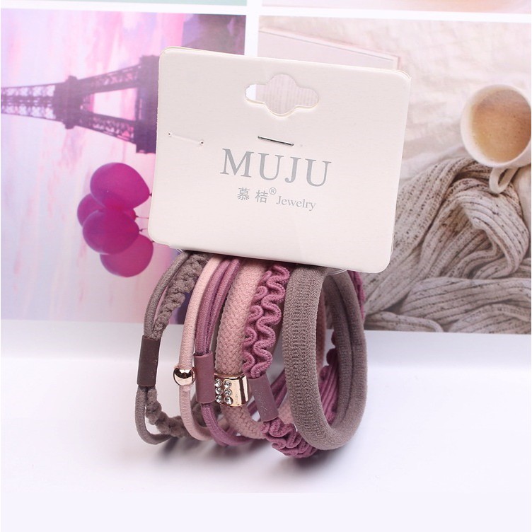 Ennwen IK37 Ikat Rambut Korea Mix Pattern set 6 pcs-4