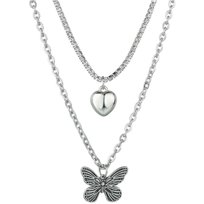 Butterfly Kalung Rantai Berlapis Bentuk Kupu-Kupu | Aksesoris Bahan Stainless Steel Untuk Wanita