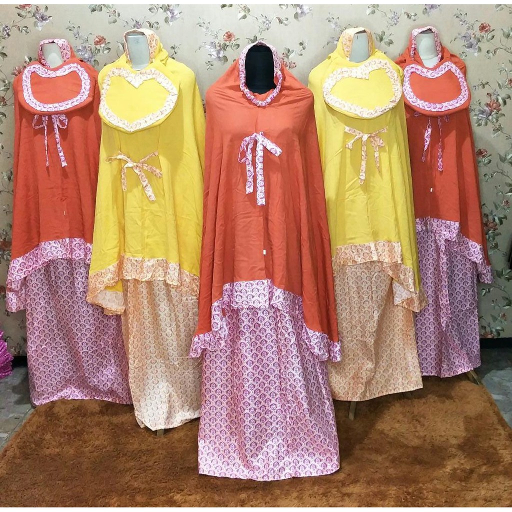 Mukena Anak Bali Rayon Batik Tali Kombinasi Polos Free Tas Cantik Terbaru 2020
