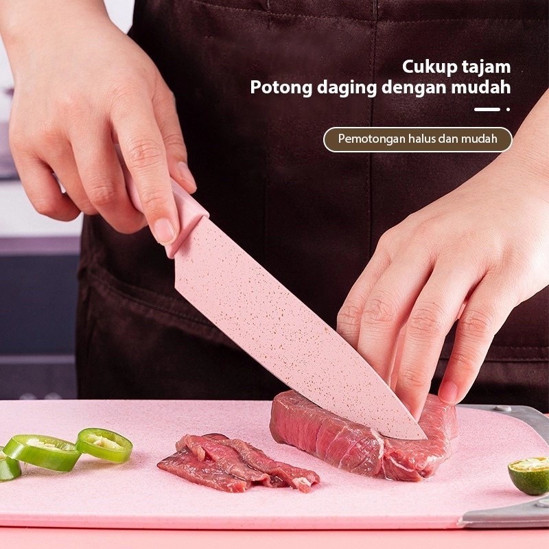 IKILOSHOP Pisau Dapur Diamond Jerami Gandum Set 6in1 Premium Anti Lengket Karat Knife