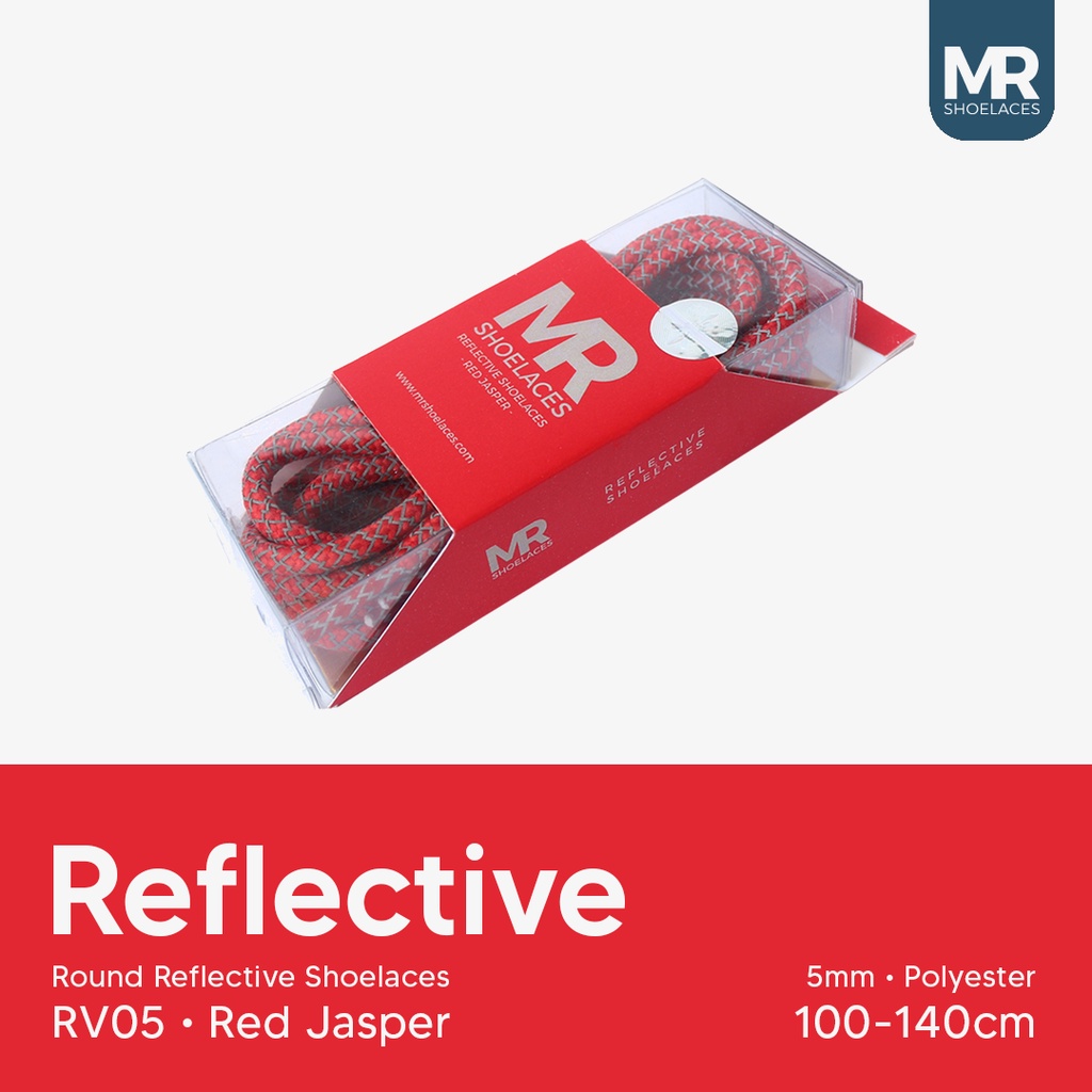 MR Shoelaces RV120 Tali Sepatu Reflektif (Reflective) 5-6mm Bulat Round Panjang 120cm (Menyala) - Premium Shoelace