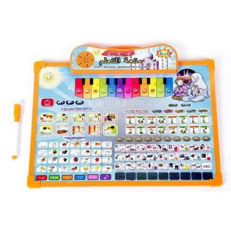 Ipad Papan Tulis Anak 4 Bahasa / Mainan Anak Playpad Arab + Piano / Papan Tulis Belajar