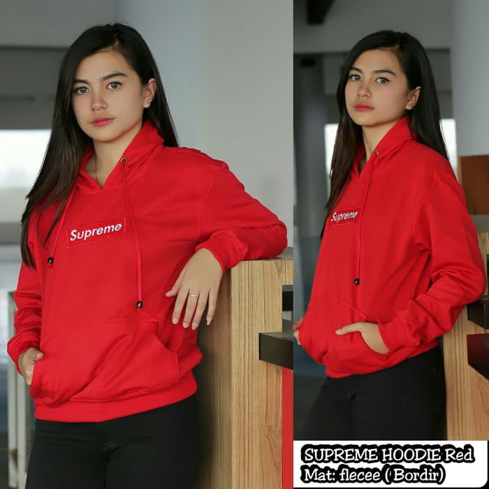 Terbaru -  Jaket Wanita supreme oblong red Original