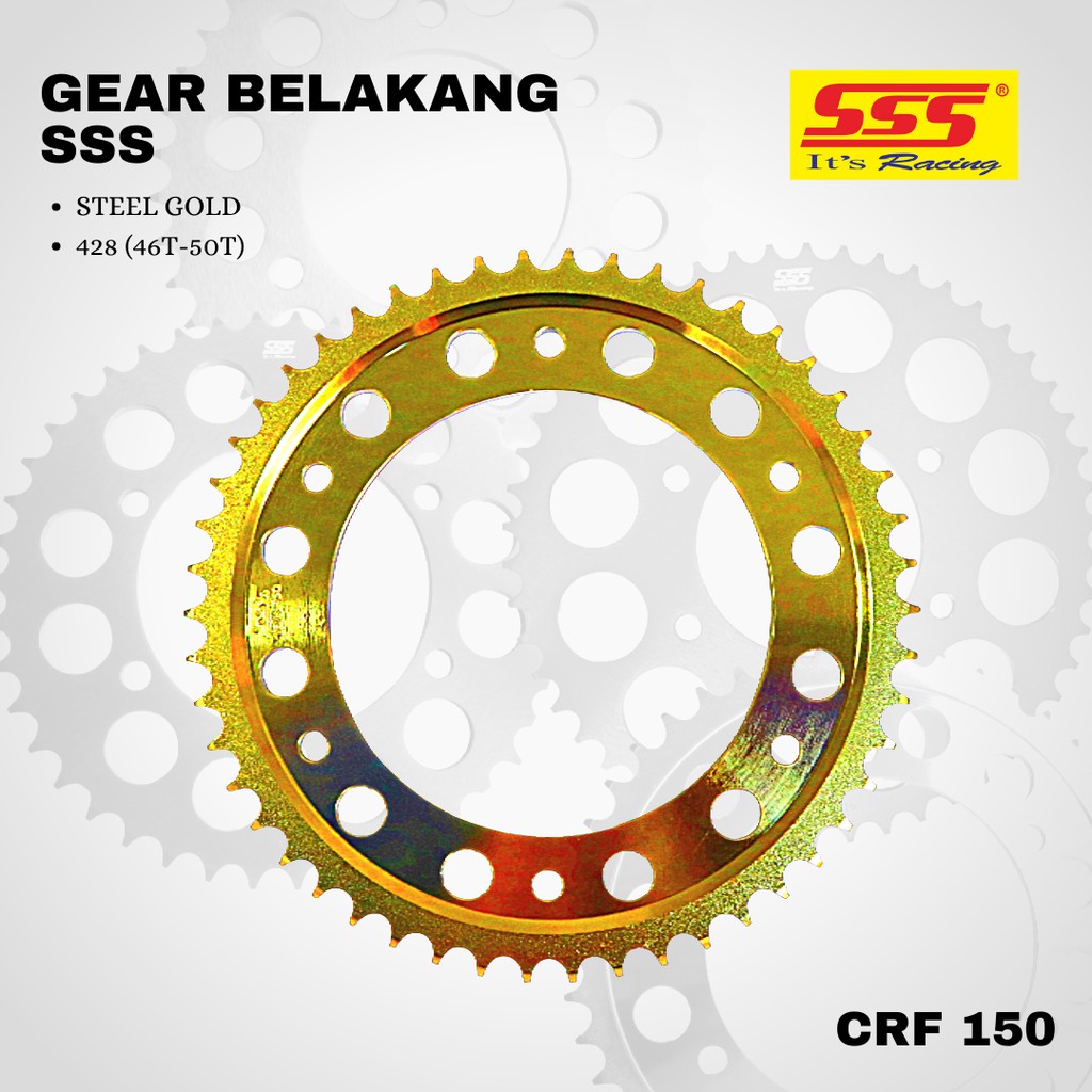 Gear Gir CRF 150 sss 428 46 47 48 49 50 51 52 53 54 55 steel gold