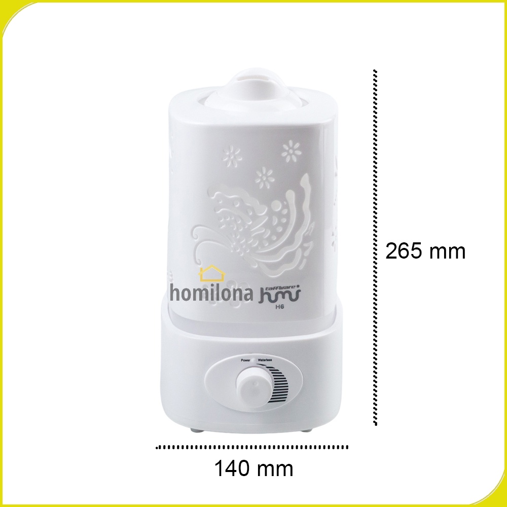 Air Humidifier Aromatherapy Oil Diffuser 7 Color Light 1500ml Carved Model Ukiran - Taffware  HUMI H6 - White