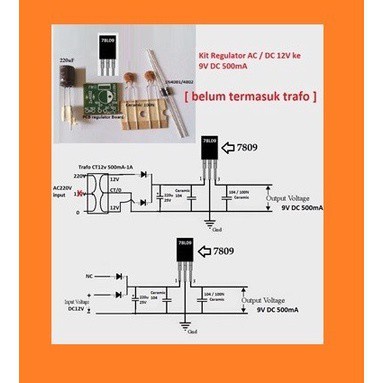 KIT Regulator AC/DC 12V ke DC 9V [ converter ]