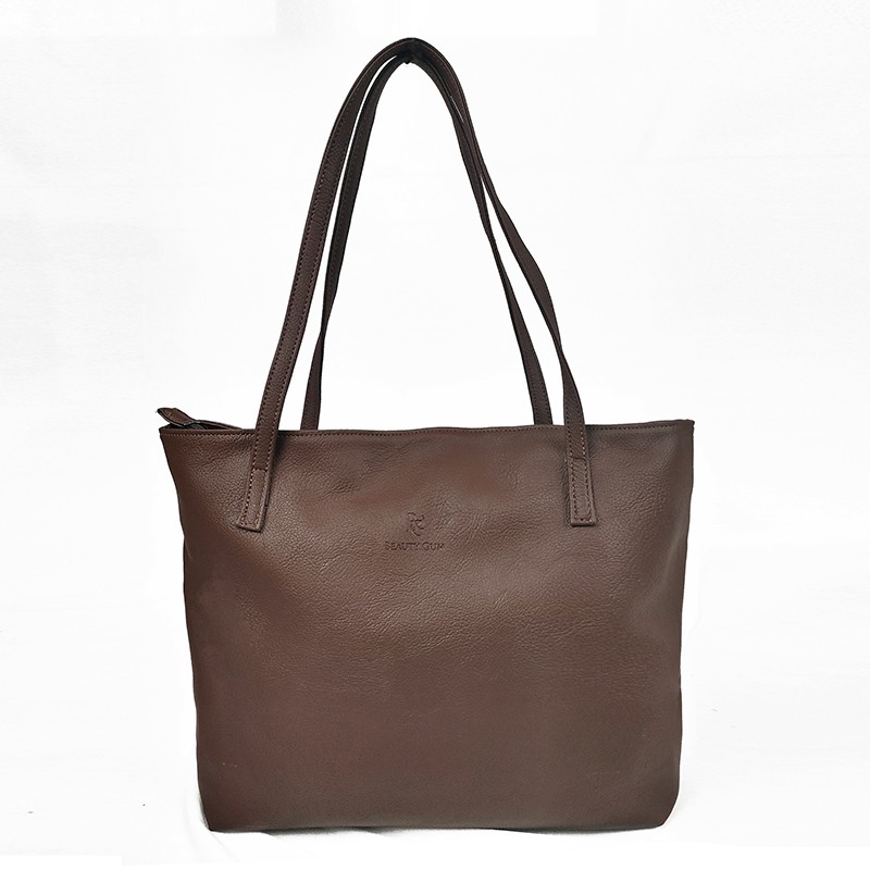 Jual Tote Bag Tas wanita besar Ashley Zipper Dark Brown Beauty Gum/Tote Bag Laptop 14 inch/Tote