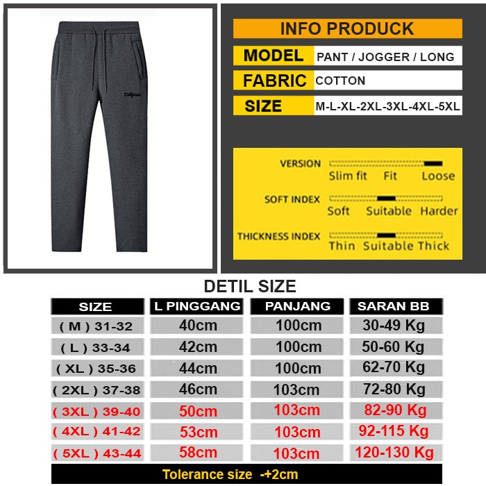 Celana panjang pria oversize Celana training jogger pant unisex celana olahraga CALIFORNIA