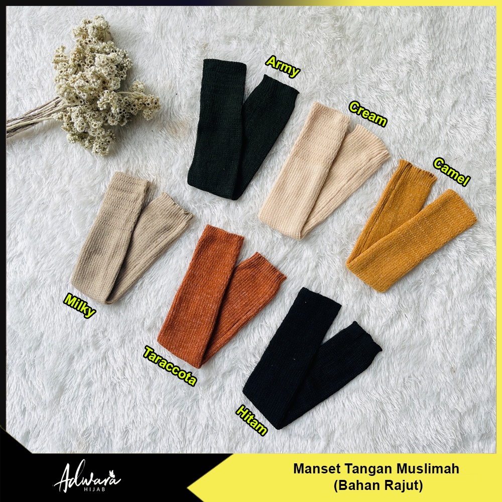 ADWARA HIJAB Manset Tangan Muslimah Bahan Rajut Premium Panjang Sampai Siku / Handsock Wanita Terbaik