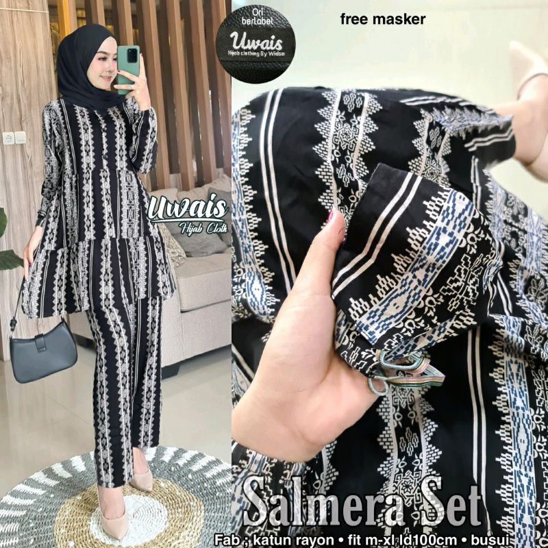 COD BAYAR DITEMPAT SETELAN RAYON WANITA SALMERA SET ORI UWAIS HIJAB