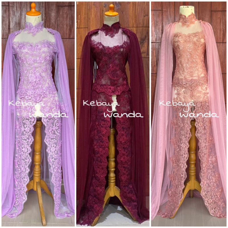 Kebaya Akad Ekor Sayap Pundak / Gaun Pengantin / Kebaya Besan / Modern