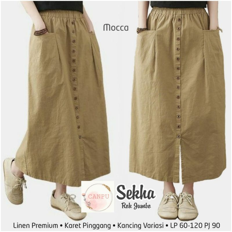 Rok skirt katun linen jumbo / rok linen sefir sekha
