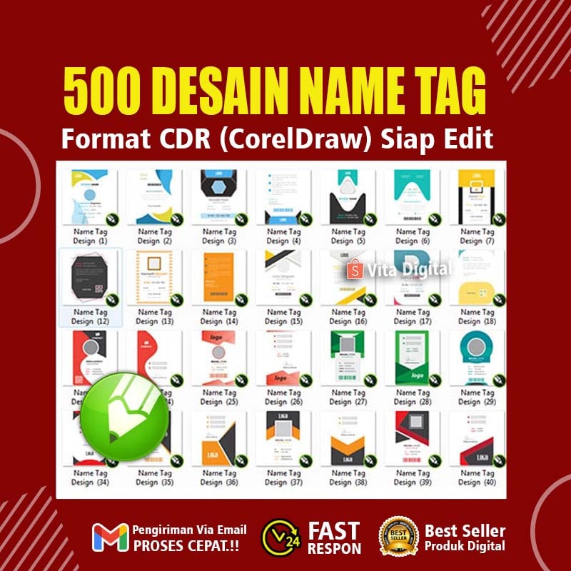 Name Tag 500+ Desain Premium Editable Coreldraw Siap Edit