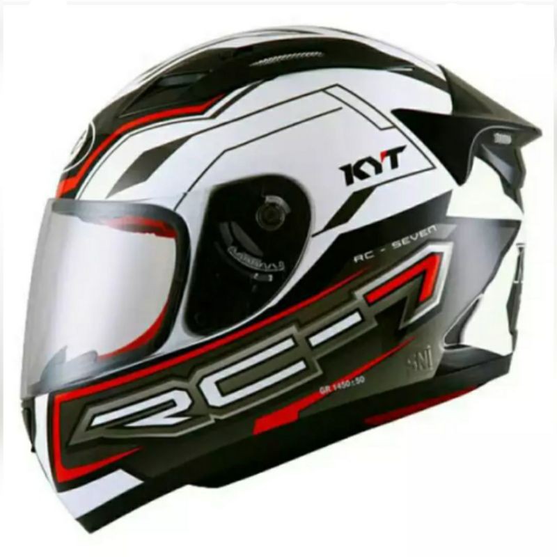 Helm KYT fullface KYT RC7 RC seven motif-#14 white red