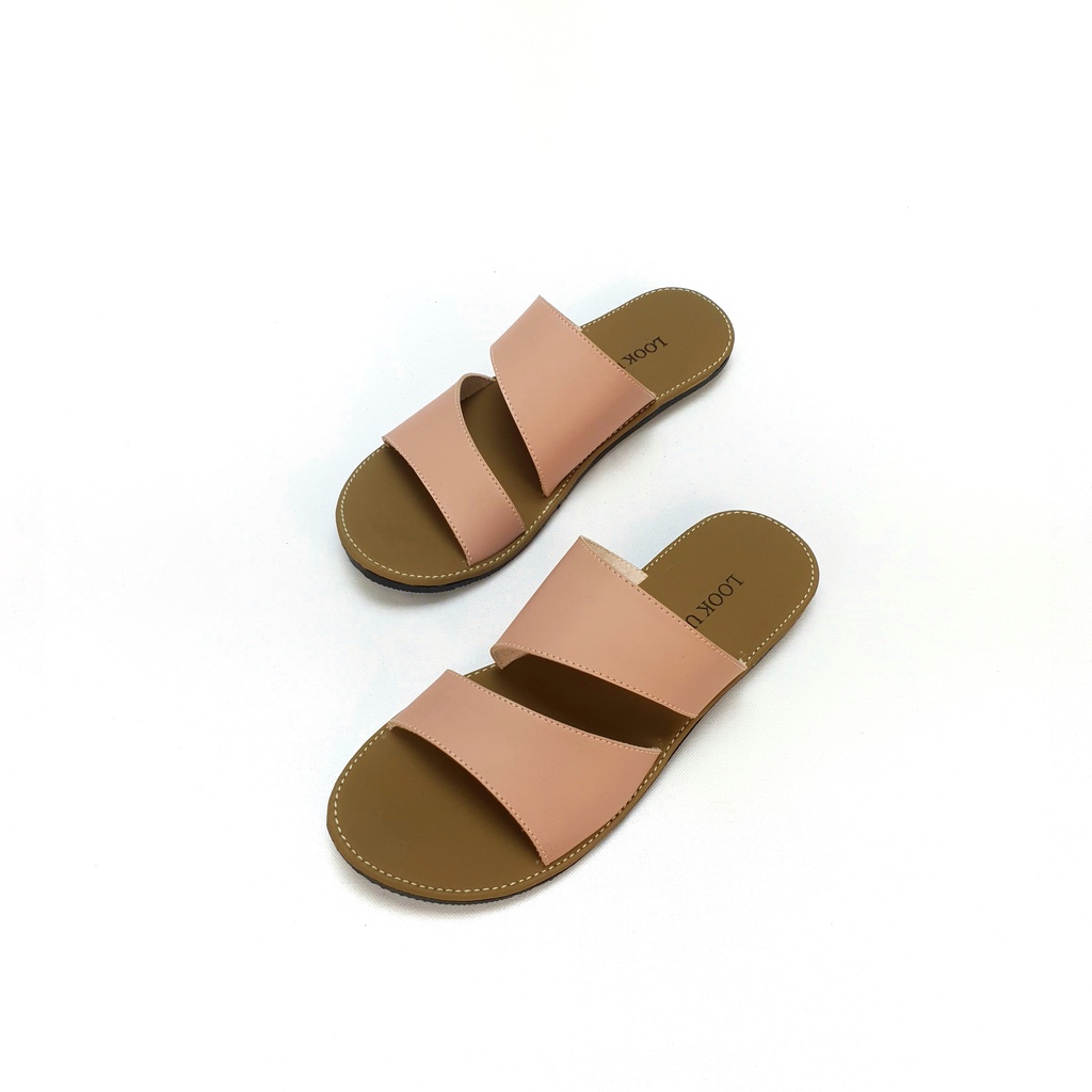 Sandal Kulit Wanita Sandal Slide Wanita Sol Karet Anti Licin Look Up Sandal Kekinian Termurah Lookup - LENKA