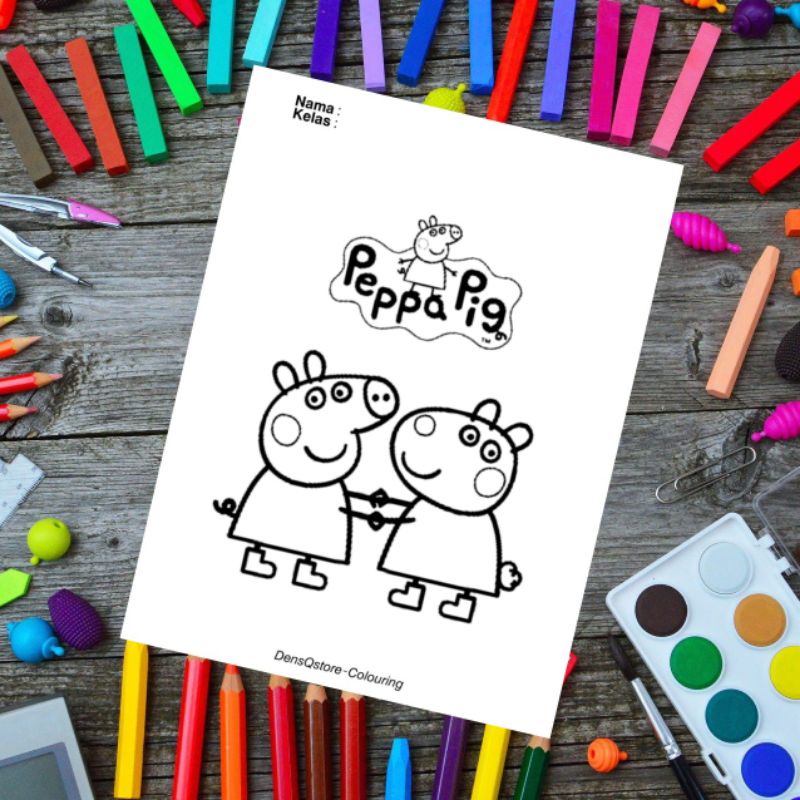 

Kertas Mewarnai Anak Tema Peppa Pig / Kertas Gambar (10 Lembar Gambar)