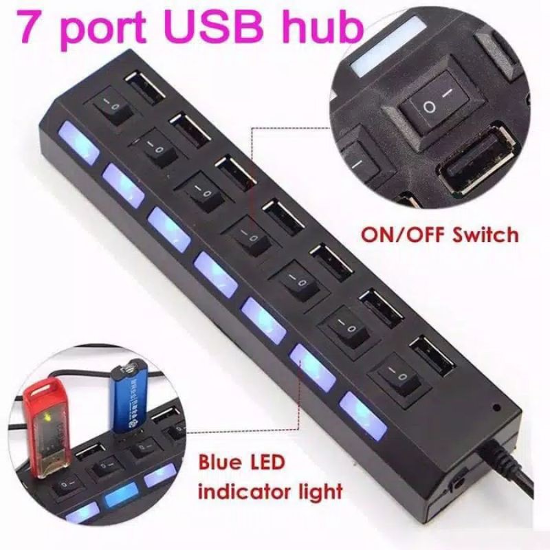 USB Hub 7 Port - Hiqh Speed / usb hub on off 7 port usb 2.0 for komputer usb cabang