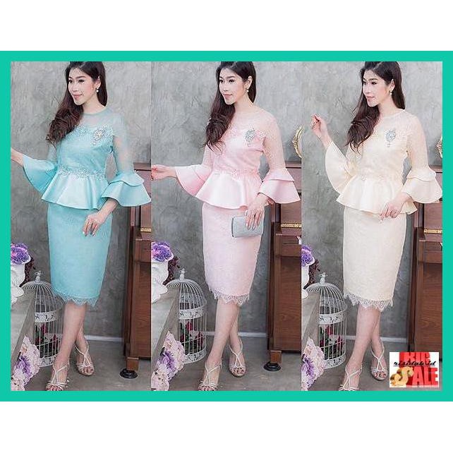 INIMDRESS- STELAN PEPLUM/PARTY DRESS/DRESS PESTA - BIRU MUDA, M -ASLIII.