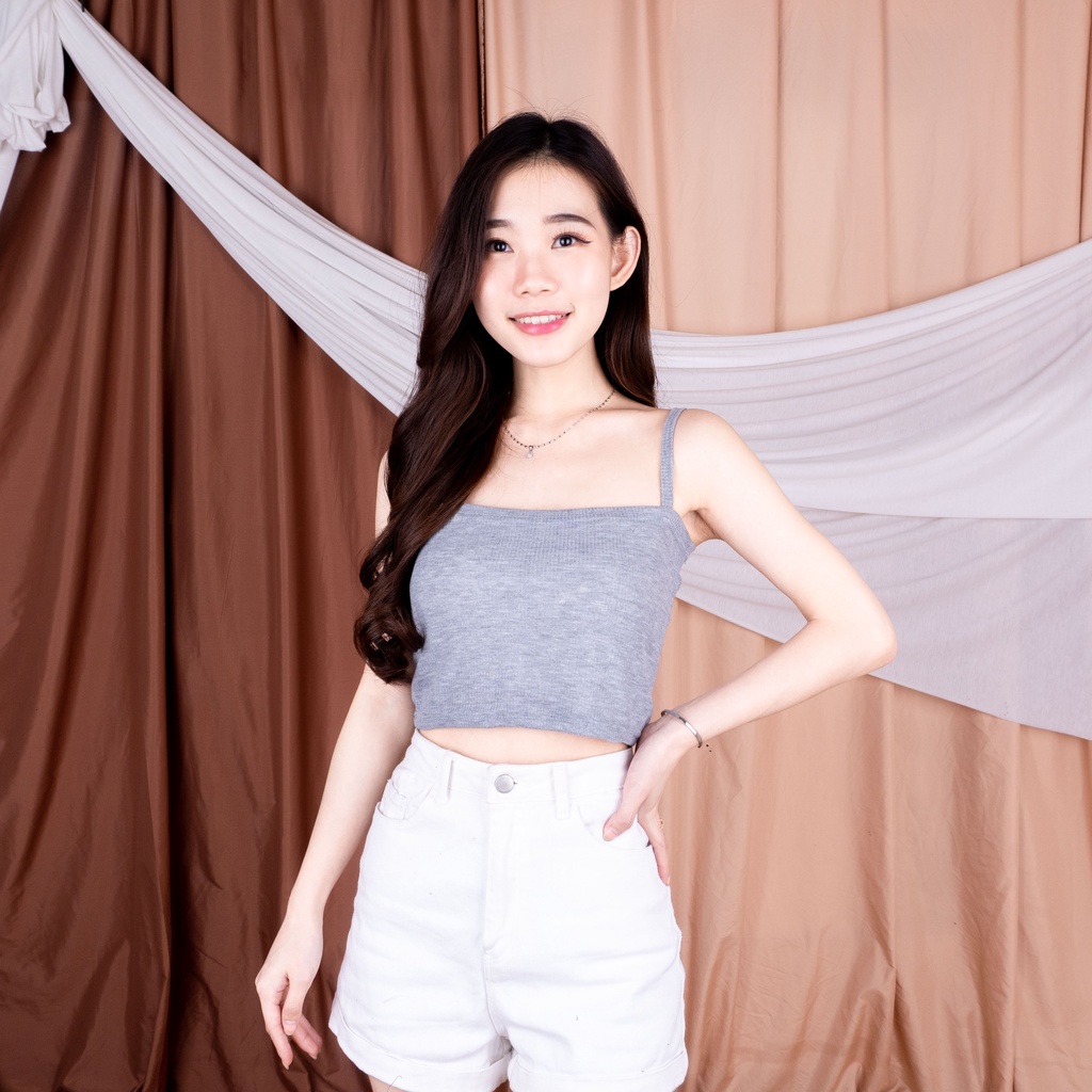 Tanktop Edrea RIB - Crop Top Wanita Tali Spagetti Korean Style-5
