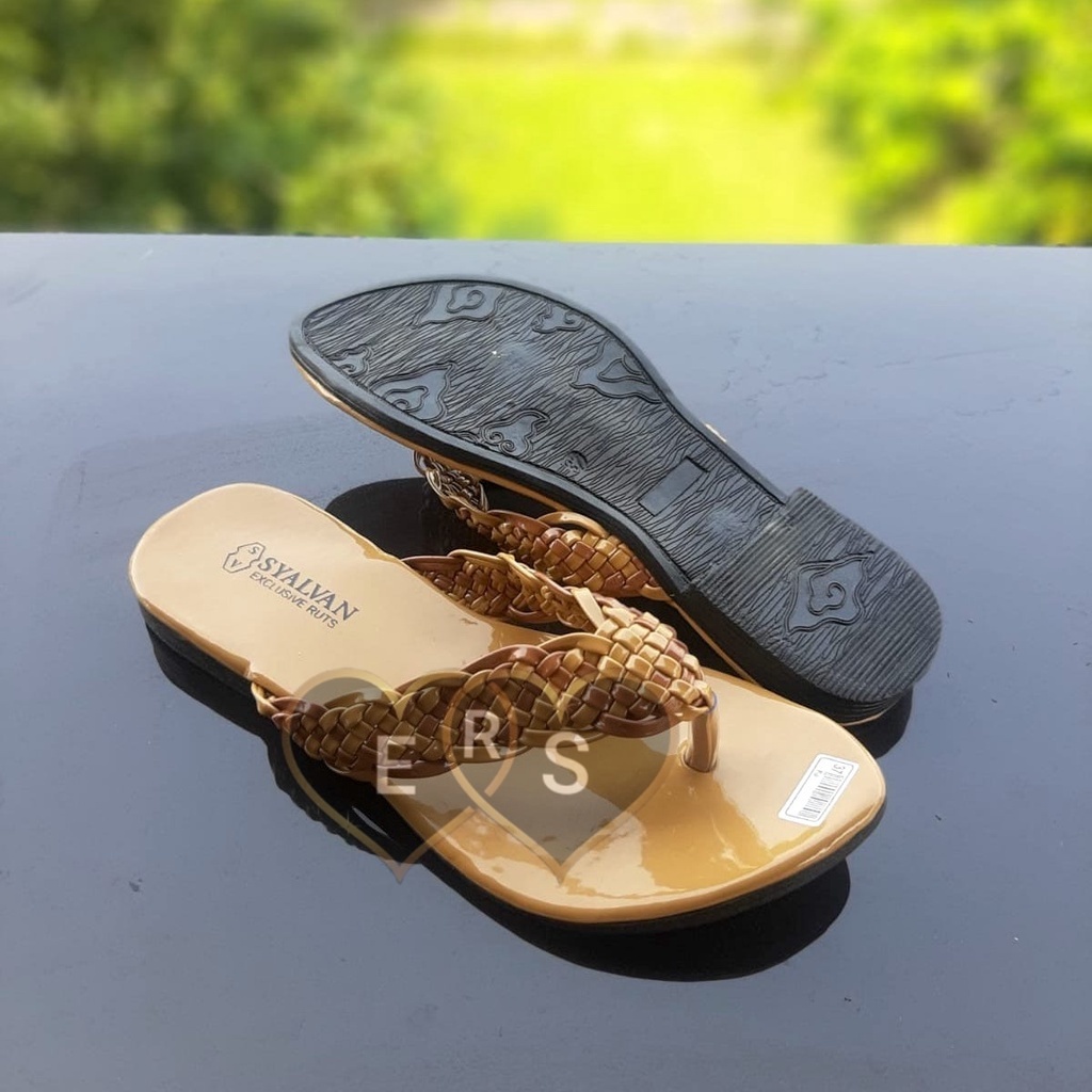 TOKOERS SDPD09 Sandal Wanita Perempuan Sandal Teplek Jepit - Motif Rajut