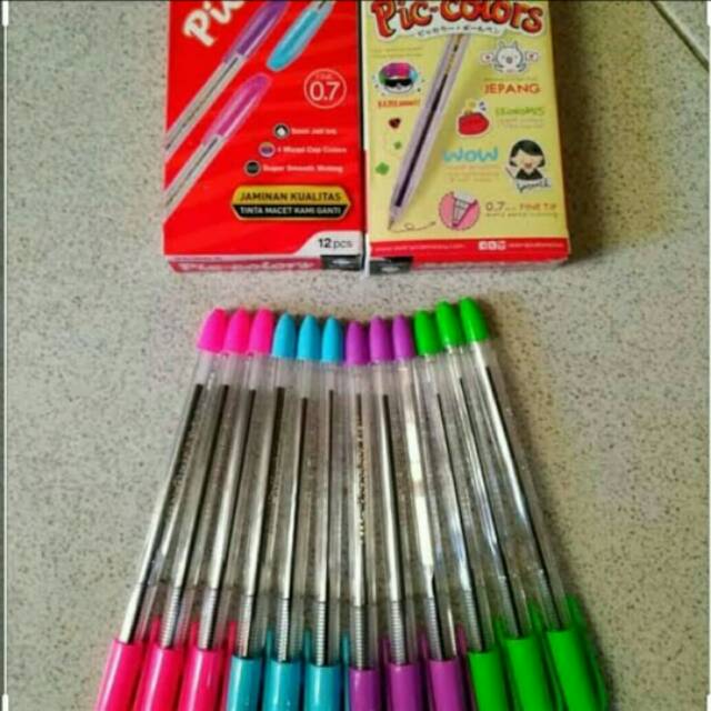 

Pulpen zebra pic-colors pic colors 0.7mm pena pen alat tulis isi 12pcs