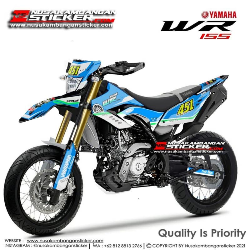 Stiker Motor Yamaha WR 155 Biru  Decal Hi Grip Cross Trail Supermoto Custom Variasi Qualitas Tinggi 
