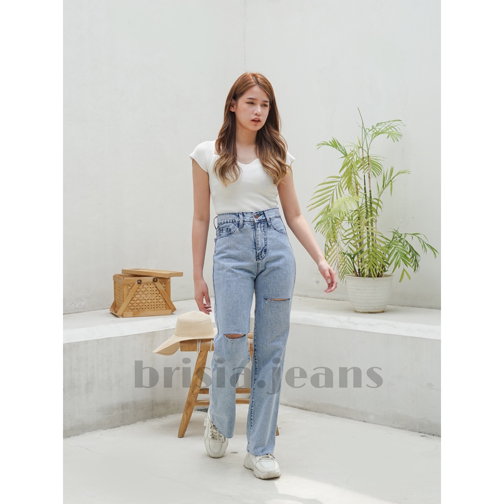 [SIZE 27-34] HYORIN Boyfriend Jeans (Slice Cut) Highwaist - 2 Colours