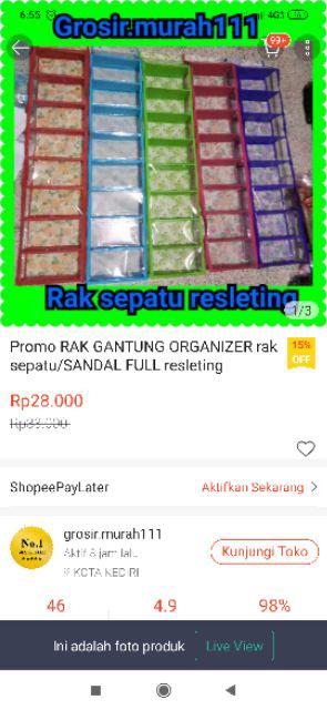 Promo Rak Gantung Organizer Rak Sepatu/sandal Full Resleting