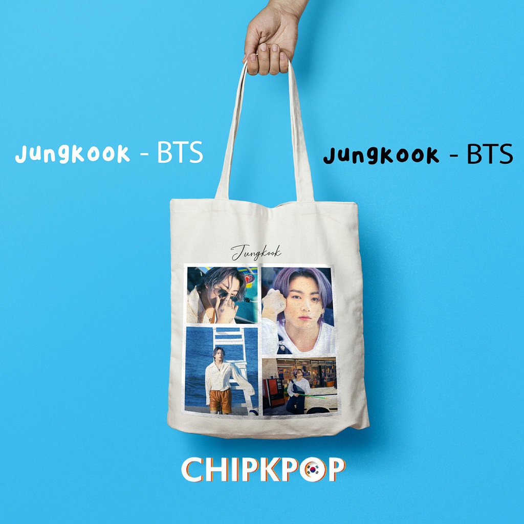 [PAKET SET] TOTEBAG JUNGKOOK I TOTEBAG BTS MURAH I TOTEBAG POLOS I PHOTOCARD JUNGKOOK I TAS WANITA I