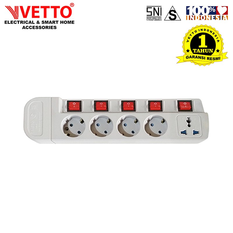 VETTO MS5/TK Stop Kontak -  Multi Socket Outlets SNI