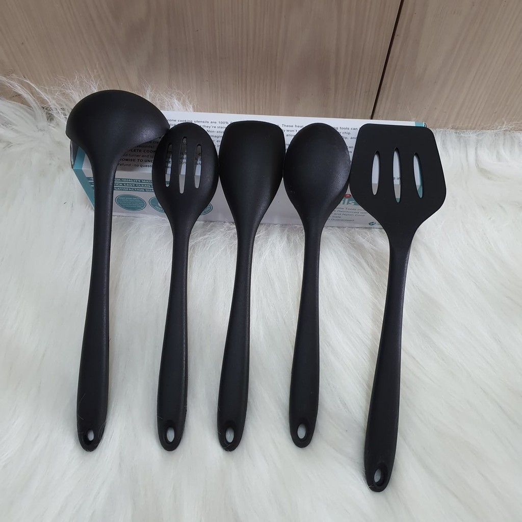 5pcs silicone utensil spatula set for cooking tanpa sambungan