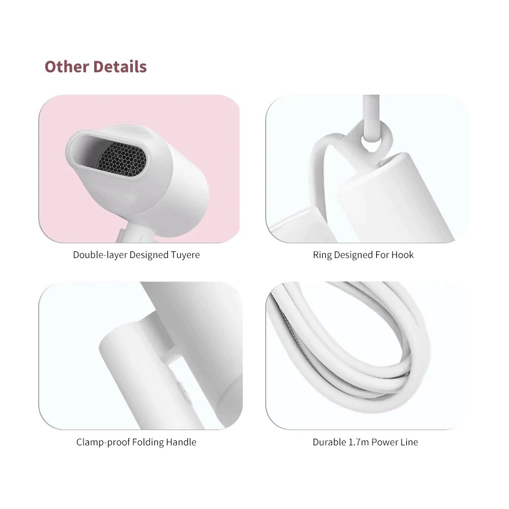 XIAOMI MIJIA Anion Portable Foldable Hair Dryer 1600W - CMJ02LXW - Hair Dryer Portable Travelling