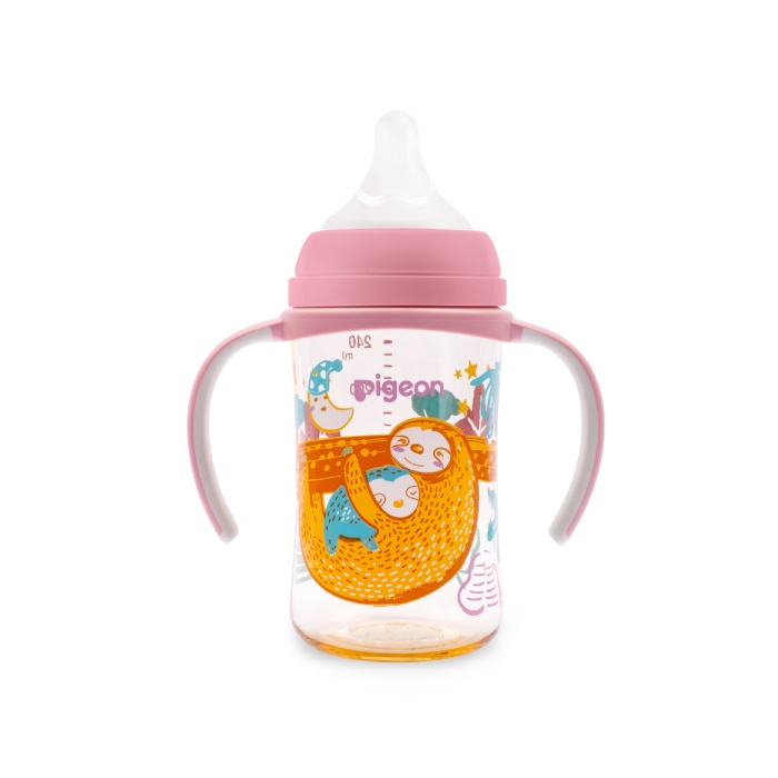 Pigeon 240ml PPSU Fun Series Bottle with Handle Nipple 3.0 SofTouch