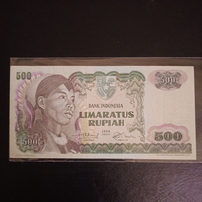 uang kuno soedirman 500 rupiah tahun 1968 aunc